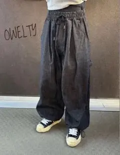 【美品】owelty ストライプワイドパンツ