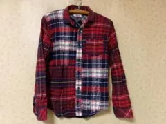 104906 トミーヒルフィガーDENIM 長袖チェックシャツ　赤ｘ紺ｘ白　S