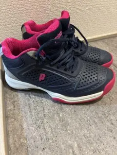 Prince テニスシューズ室内カーペット用ネイビー/ピンク　新品紐付き