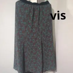 ViS 花柄 ロング フレアスカート ブラウン フリーサイズのサムネイル