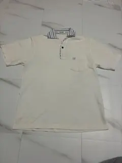 U.P renoma ポロシャツ Mサイズ ホワイト 半袖 刺繍ロゴ メンズ古着