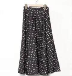 美品　BALLSEY ドットフレアスカート ロング丈 ブラック 32