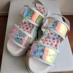 夏物処分オーロラクリアサンダル ハート模様23,0cm