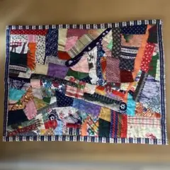 ハンドメイド　パッチワーク　クレイジ-キルト　カンタキルト タペストリー