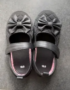 女の子　フォーマルシューズ 18.0 黒　リボン