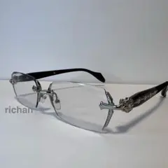 新品 メガネ リムレス シルバー 眼鏡 サングラス 韓国 メタル ラップ