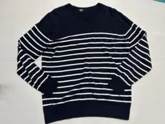 UNIQLO ボーダー　ニット　ネイビー　美品　ユニクロ　メンズ