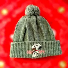 スヌーピー ニット帽 ポンポン付き グレー SNOOPY