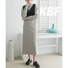 KBF ボーダーステッチカットワンピース