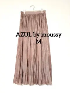 AZUL by moussy 光沢感 プリーツロングスカート ピンクベージュのサムネイル