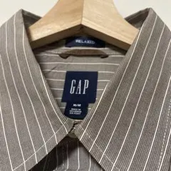 GAP リラックスフィット ブラウンストライプシャツ M メンズ　シャツ