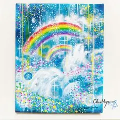 降り注ぐ金色の光】,天使,angel,空,青空,光,ブルー,青,青い鳥,抽象画