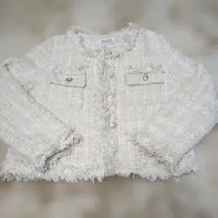 ツイードジャケット ノーカラージャケット