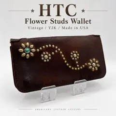 HTC レザーウォレット 長財布 茶 スタッズ ブラウン エイジング - メルカリ