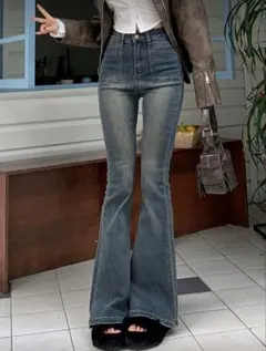 ダークブルー ブーツカットデニム JP-M(M)