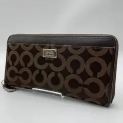 良品 COACH 財布 レザー ブラウン シグネチャー