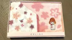 CÉLINE 花柄刺繍タオルハンカチ 2枚セット　新品