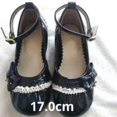 フォーマルシューズ 黒 17.0cm リボン付き