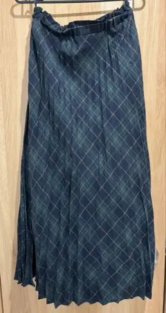 アースミュージックアンドエコロジー プリーツスカートF グリーン チェック柄