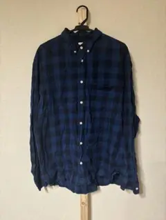 H&M ネイビー チェック 長袖シャツ