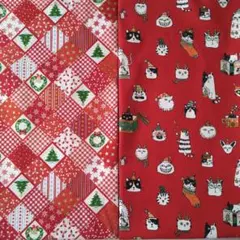 L234 クリスマス生地 ハギレ大２枚セット