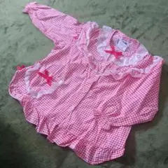 子供用チェック柄フリルシャツ　女児中古服