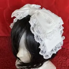 【オフホワイト】リボンカチューシャ【手作り】