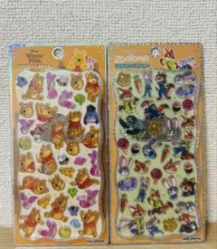 プチドロップステッカー　ディズニー　プーさん　ズートピア　２点セット　正規品