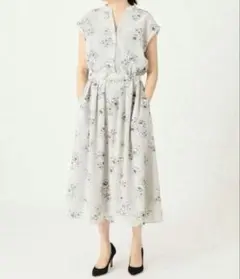 IENA ストライプフラワースキッパーシャツワンピース 36