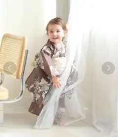 ututane 120cm 浴衣 3点セット ピンクブラウンに糸菊と花