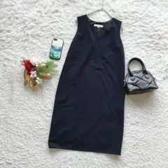 エムプルミエ ワンピース ひざ丈 Vネック 34/XS 日本製 上品 フォーマル