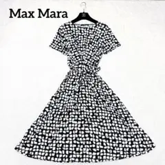 349 春夏 MaxMara 総柄 ジャージー ワンピース M ドレープ - メルカリ