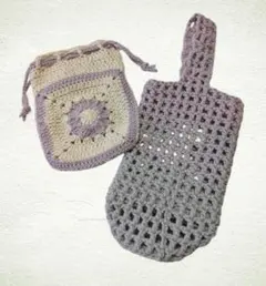 ハンドメイド ペットボトルカバーと収納巾着２点セット