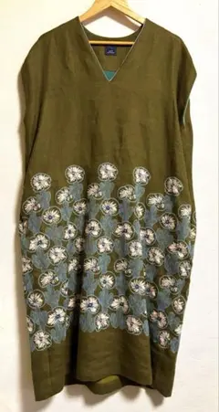 希少✨ミナペルホネン flamingo ノースリーブ ワンピース フリル リネン 希少✨ミナペルホネン flamingo ノースリーブ ワンピース フリル