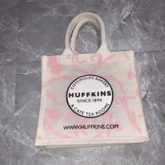 ハフキンス　huffkins ジュートエコバッグ　Sサイズ　ティーリーフピンク