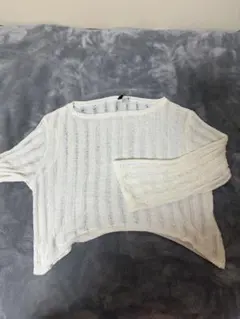 H&M ストライプ編み ニット XL ホワイト