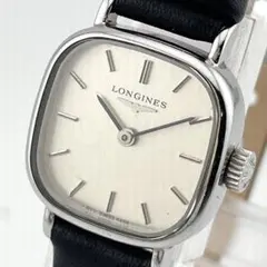 【稼働/新品電池】ロンジン　腕時計　スクエア　レザー　シルバー　ヴィンテージ 稼働/新品電池】ロンジン 腕時計 スクエア レザー シルバー