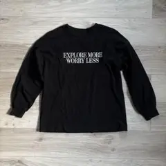 GU ブラック　刺繍ロゴ　長袖カットソー　150