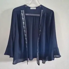 anySiS 刺繍入り シアー カーディガン ネイビーのサムネイル