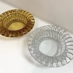 昭和レトロ　灰皿２個　クリア＆アンバー