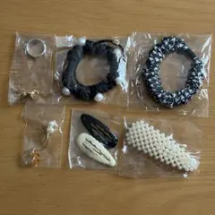 ヘアアクセサリー まとめ売り パール 千鳥格子