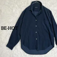 【ビーホット】コーデュロイシャツ 長袖 薄手 ライトネイビー シンプル 秋冬 L