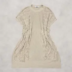 Vintage ニットベスト フリンジ ゆったり 体型カバー カジュアル