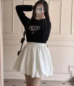 エピヌ balloon volume mini skirt ホワイト