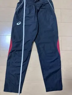 ASICS ジャージパンツ 黒/赤