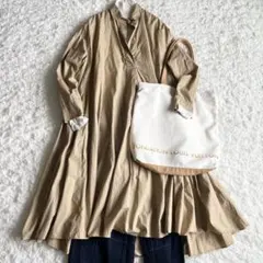 【美品】ジャーナルスタンダード 長袖スキッパービッグシャツワンピース ベージュ