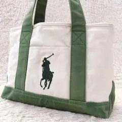 ポロラルフローレン キャンバストート ビックポニー刺繍 グリーン