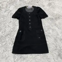 バーバリーブルーレーベル ワンピース チュニック半袖 ホースロゴ ブラック 38