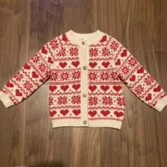 ノルディック柄　ハートと雪の結晶柄　ニットカーディガン