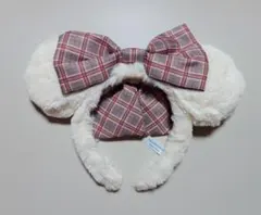 即日発送　ディズニークリスマス　チェックリボン　カチューシャ　リルリンリン